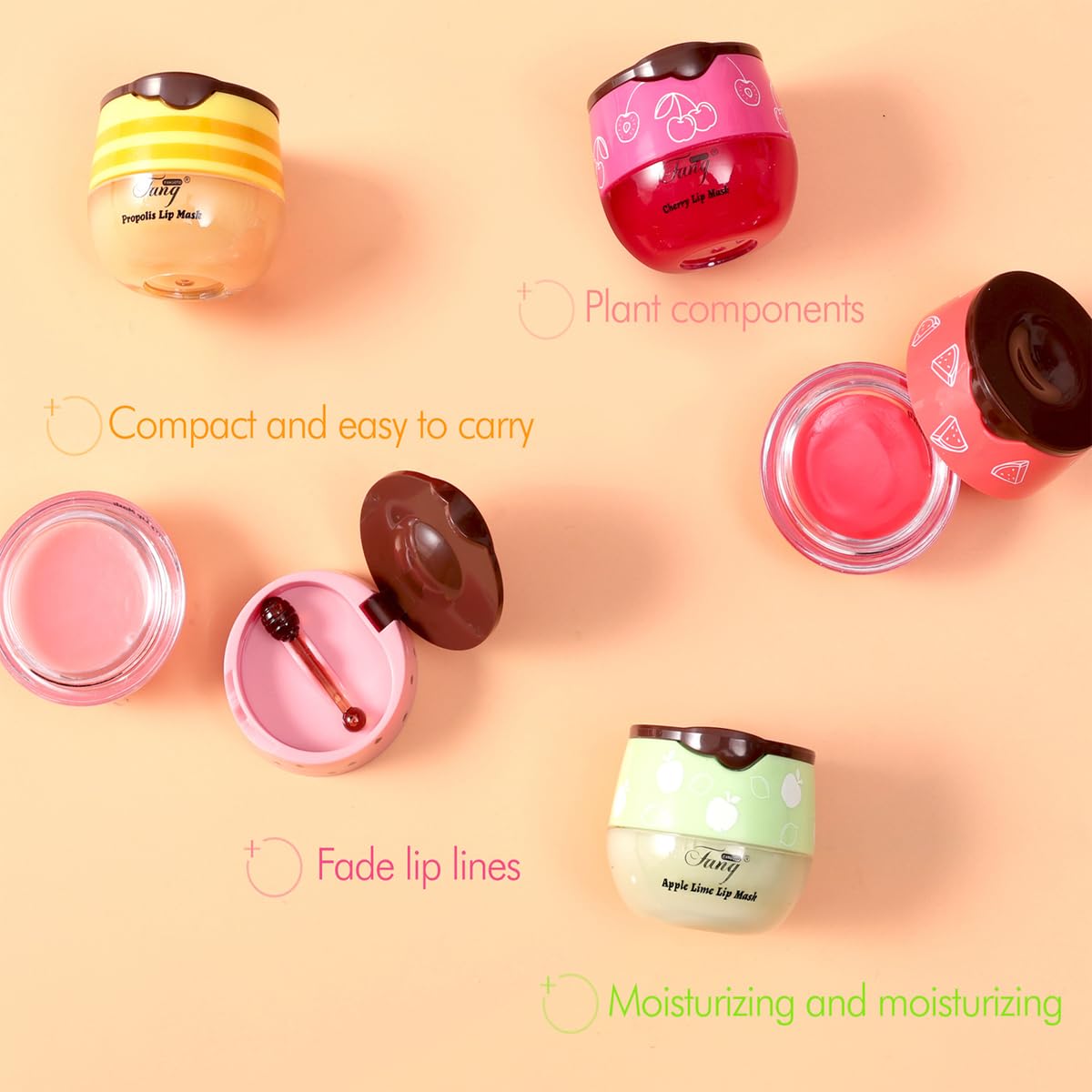 4 PCS Bee Lip Balm Honey Pot, Honey & Cherry & Mint & Strawberry Beauty and Personal Care WFWJ