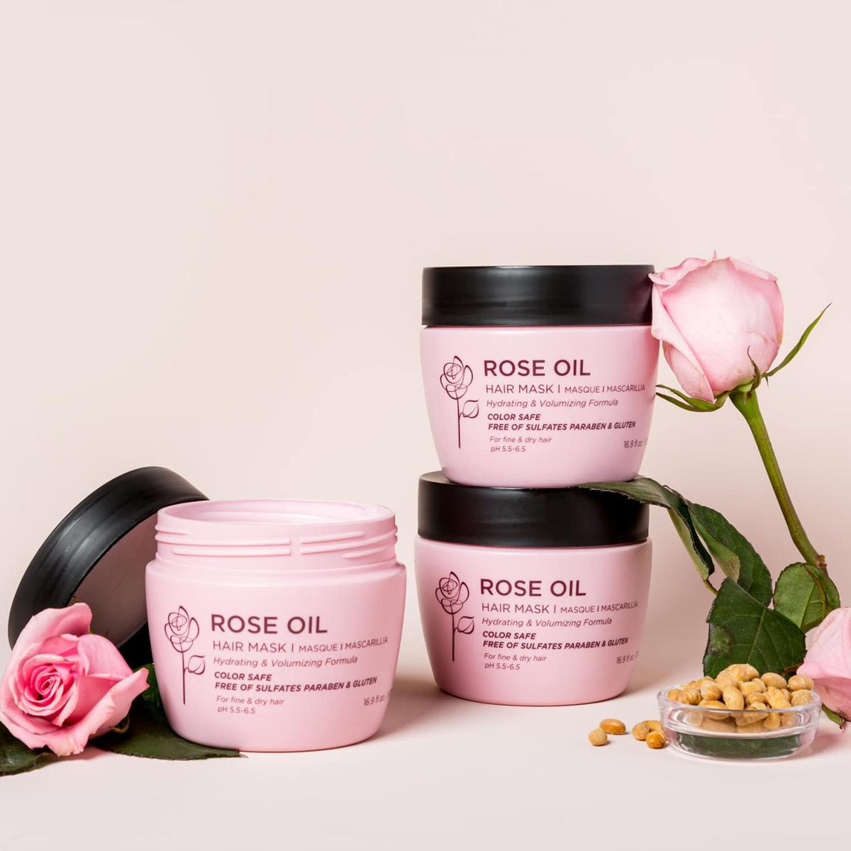 Luseta Rose Oil Hydrating Hair Mask for Fine & Dry Hair 16.9 Oz