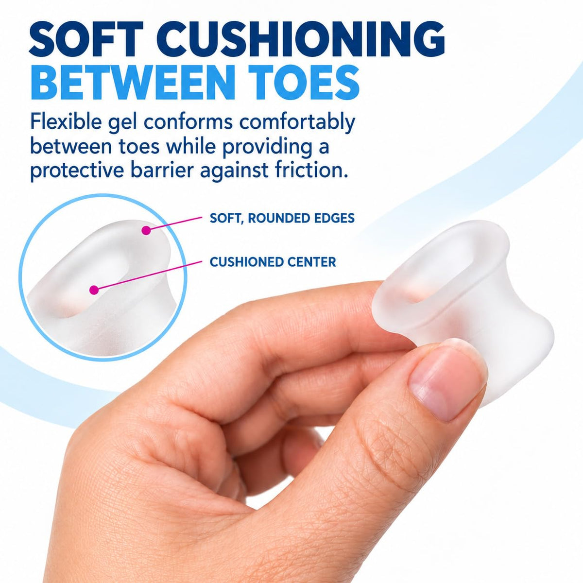 PediFix Visco-Gel Toe Spacers, Large - Gel Separators for Crowded Toes