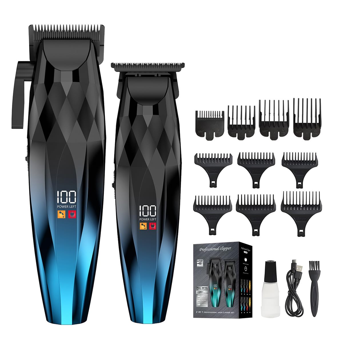 WAIKIL Cordless Hair Clippers for Men, Professional Barber Clipper and Trimmer Kit with LED Display, Rechargeable Beard Trimmer for Home and Salon Beauty and Personal Care WAIKIL