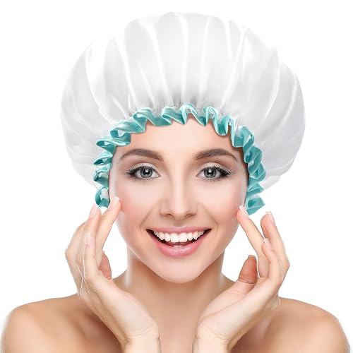 mikimini Shower Cap for Women and Girls,Reusable,Waterproof, Washable, Cute and Soft,White Beauty & Personal Care mikimini
