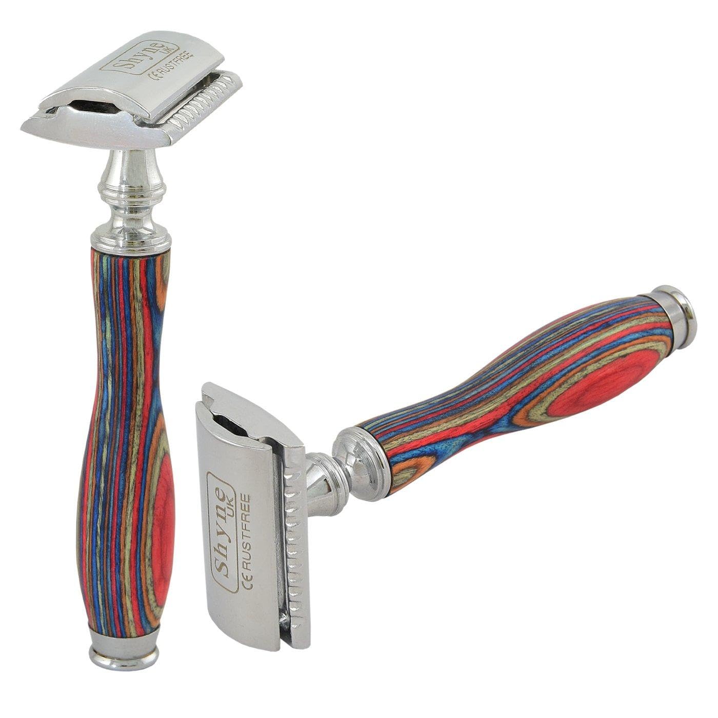 Printed Wooden Handle Safety Razor double edge shaving blades shaver Beauty and Personal Care SHYNE