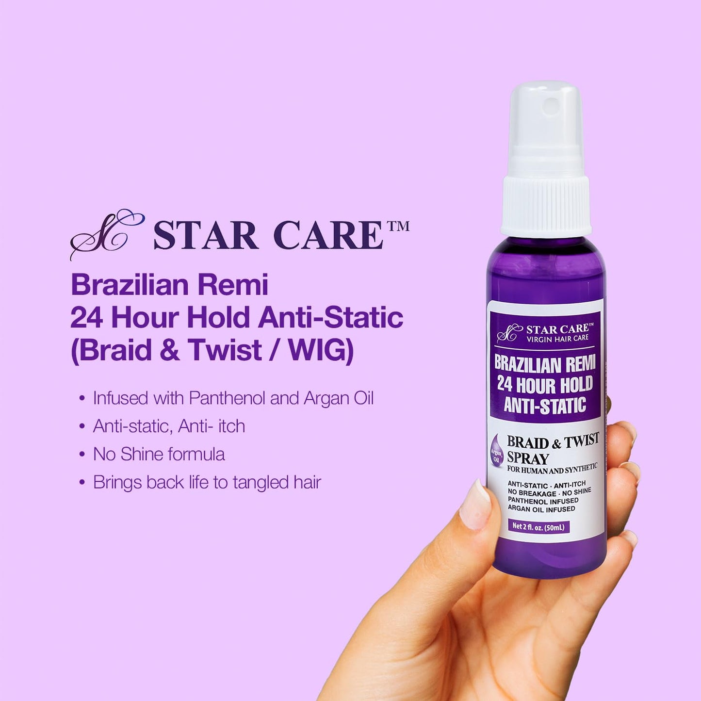 Star Care Brazilian Remi 24 Hour Hold Anti-Static Detangler Spray (Braid & Twist Spray) Beauty & Personal Care STAR CARE