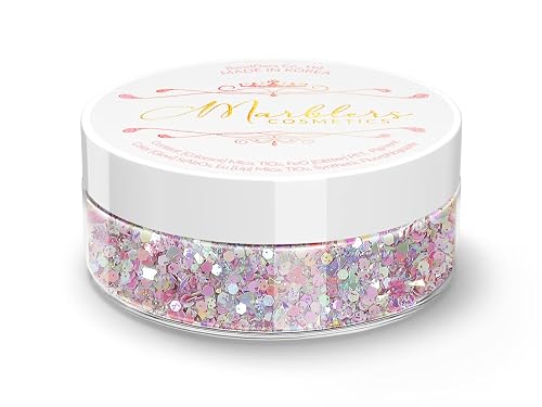 MARBLERS Mixed Shaped Face & Body Glitter [Pink] 0.18oz (5g) | Chunky | Chopped | Flake | Non-Toxic | Vegan | Cruelty-Free | Festival, Rave & Party Beauty & Personal Care MARBLERS