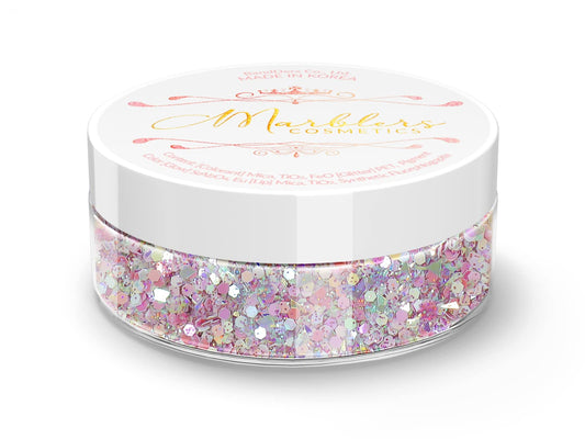MARBLERS Mixed Shaped Face & Body Glitter [Pink] 0.18oz (5g) | Chunky | Chopped | Flake | Non-Toxic | Vegan | Cruelty-Free | Festival, Rave & Party Beauty & Personal Care MARBLERS