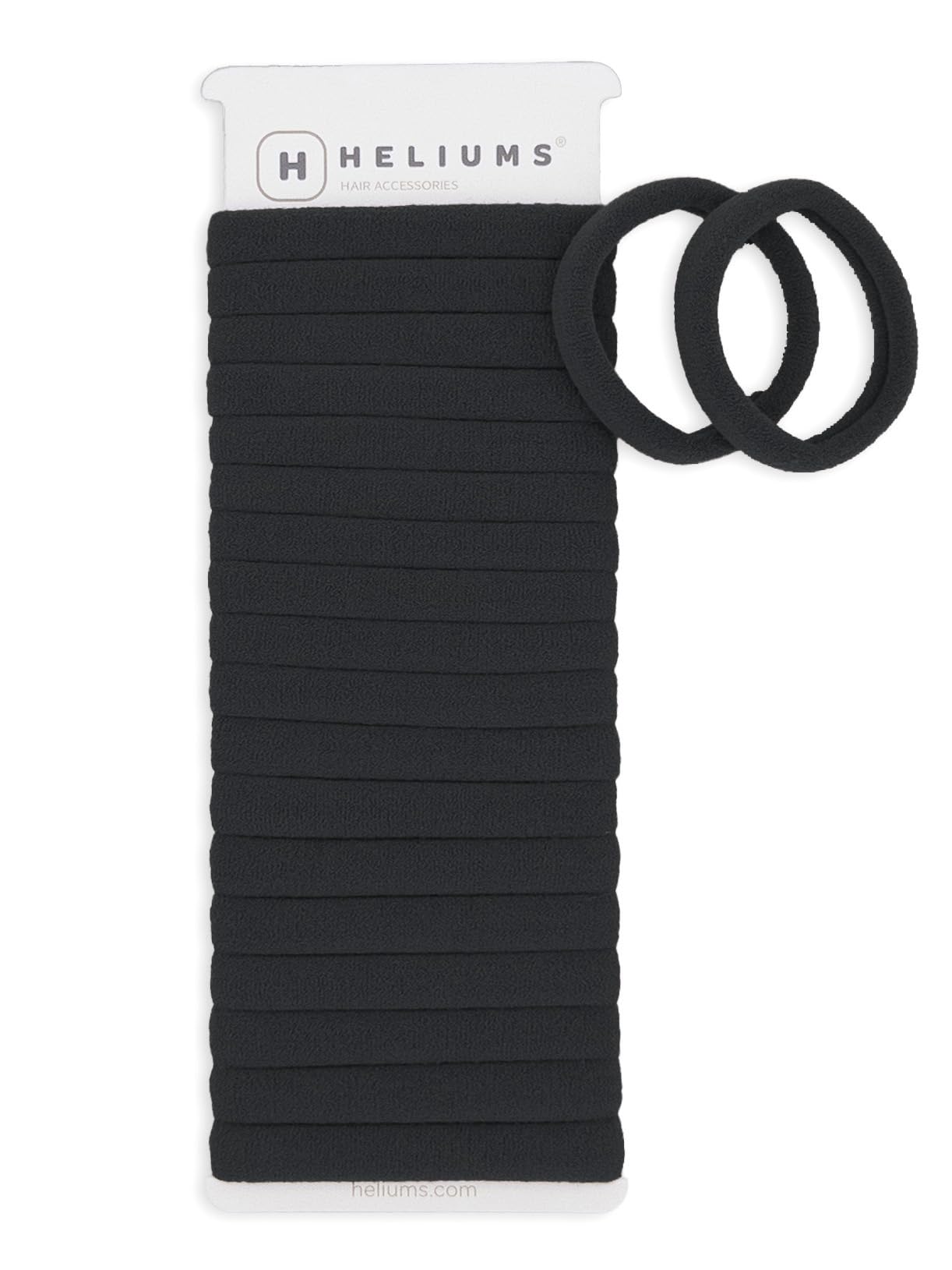 Heliums Soft Hair Ties - No Damage Seamless Nylon Fabric Bands, Stretchy Ponytail Holders for Thin & Thick Hair - Standard 1.5 Inch, Black, 20 Pack Beauty and Personal Care Heliums Default Title