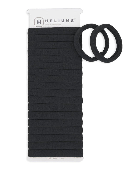 Heliums Soft Hair Ties - No Damage Seamless Nylon Fabric Bands, Stretchy Ponytail Holders for Thin & Thick Hair - Standard 1.5 Inch, Black, 20 Pack Beauty and Personal Care Heliums Default Title