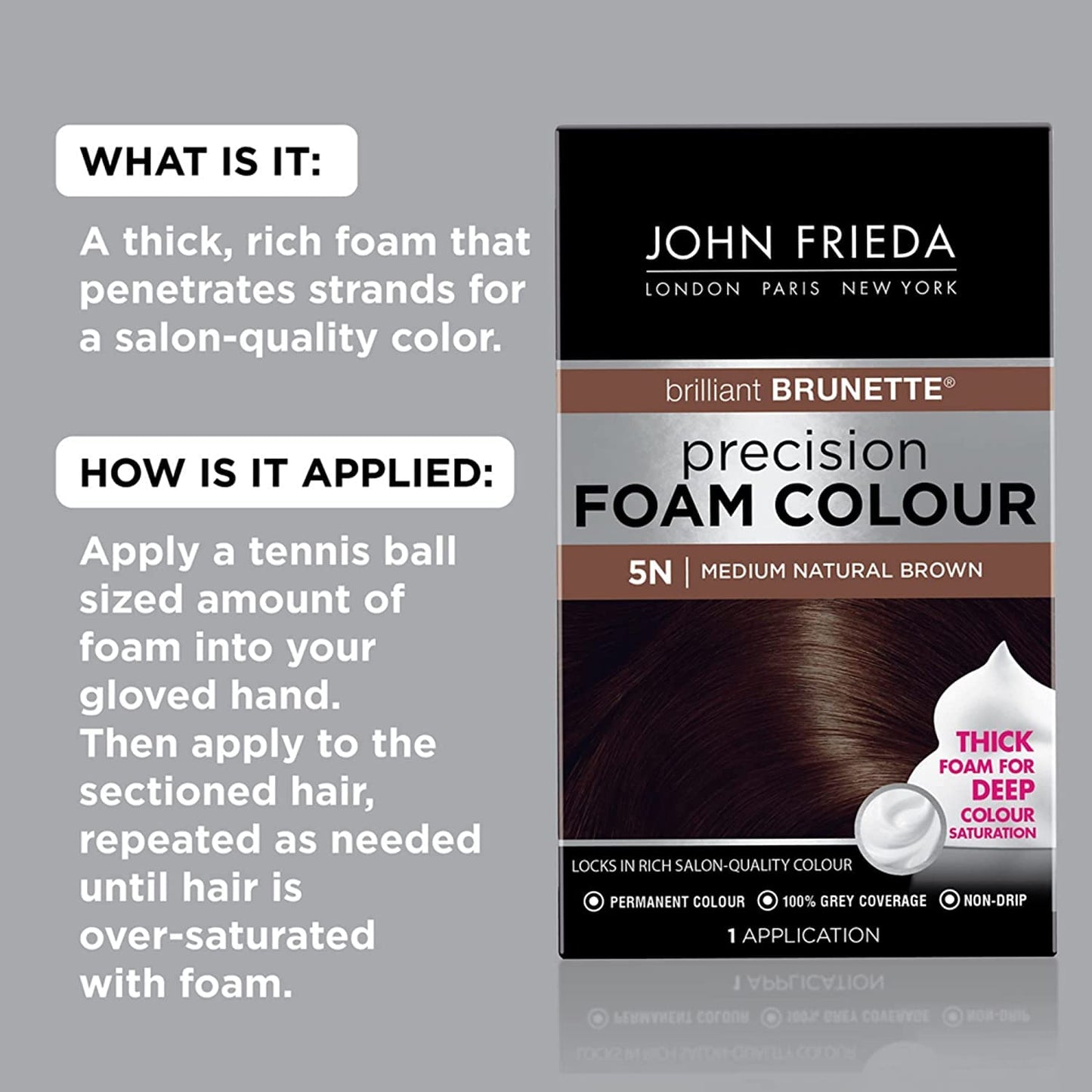 John Frieda Precision Foam Hair Colour, Medium Natural Brown 5N, 2 pk Beauty & Personal Care John Frieda