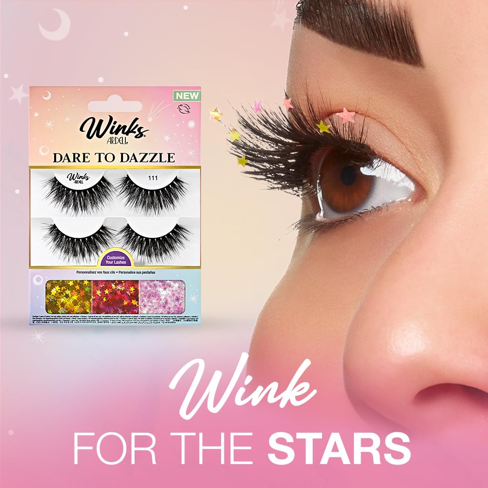 Ardell Winks 111 Lash Kit, Includes False Lashes, 144 Jewels, Lash Adhesive, Picker Tool - Complete False Eyelashes Set Beauty & Personal Care Ardell