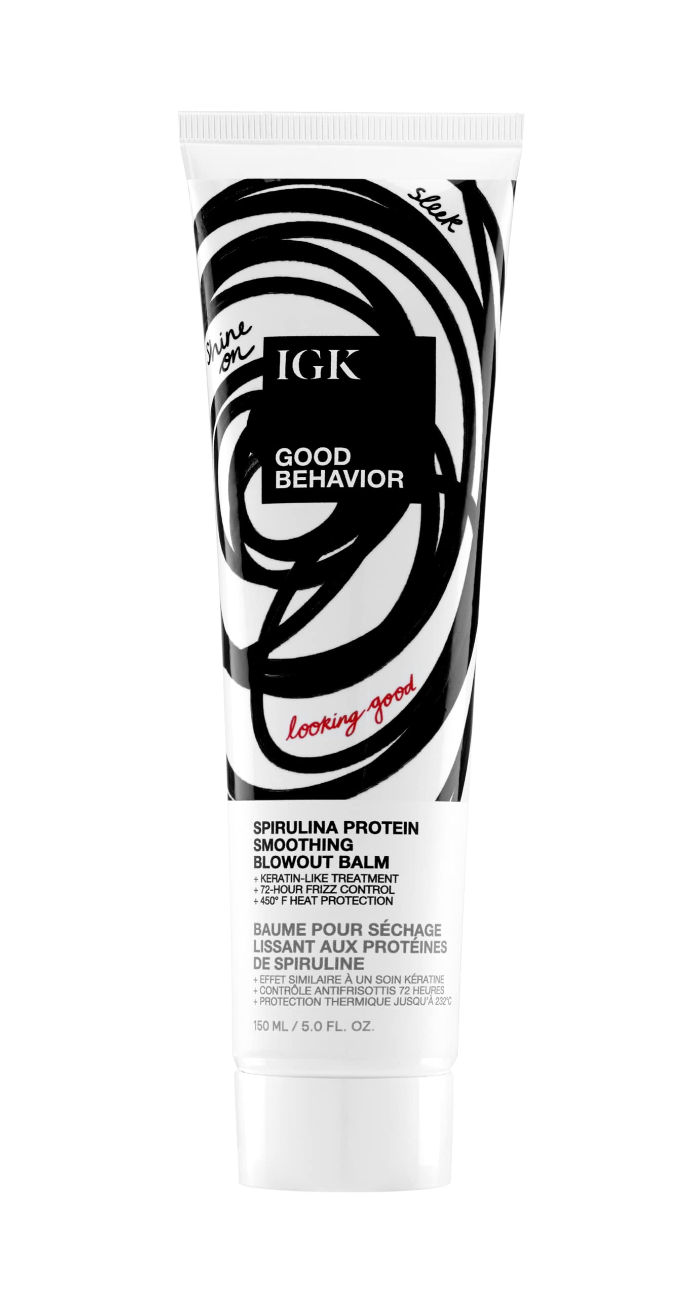 IGK GOOD BEHAVIOR Spirulina Protein Smoothing Blowout Balm | Keratin Like Treatment + Frizz Control + Heat Protectant | Vegan + Cruelty Free | 5 Oz Beauty & Personal Care IGK