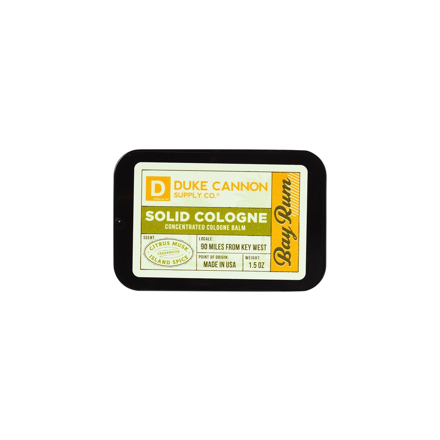 Duke Cannon Supply Co. Solid Cologne for Men Bay Rum (Citrus Musk, Cedarwood, Island Spice) - Concentrated Balm, Travel-Friendly Convenient Tin, 1.5 Beauty & Personal Care Duke Cannon Supply Co.