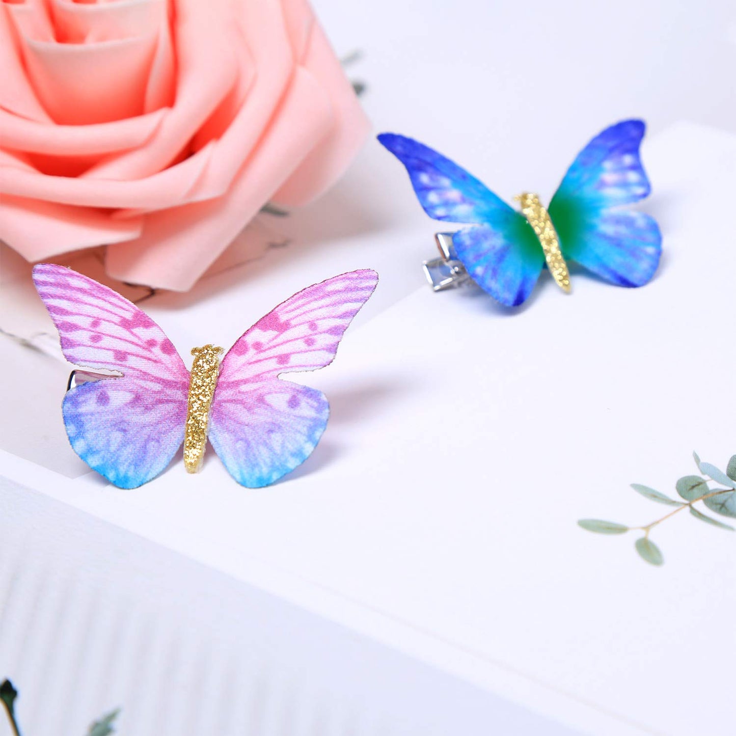 Boao 18 Pieces Butterfly Hair Clips Glitter Barrettes Fabric 90s Butterfly Snap Clips for Teens Women Hair Accessories DIY Crafts Wedding and Back Beauty & Personal Care Boao