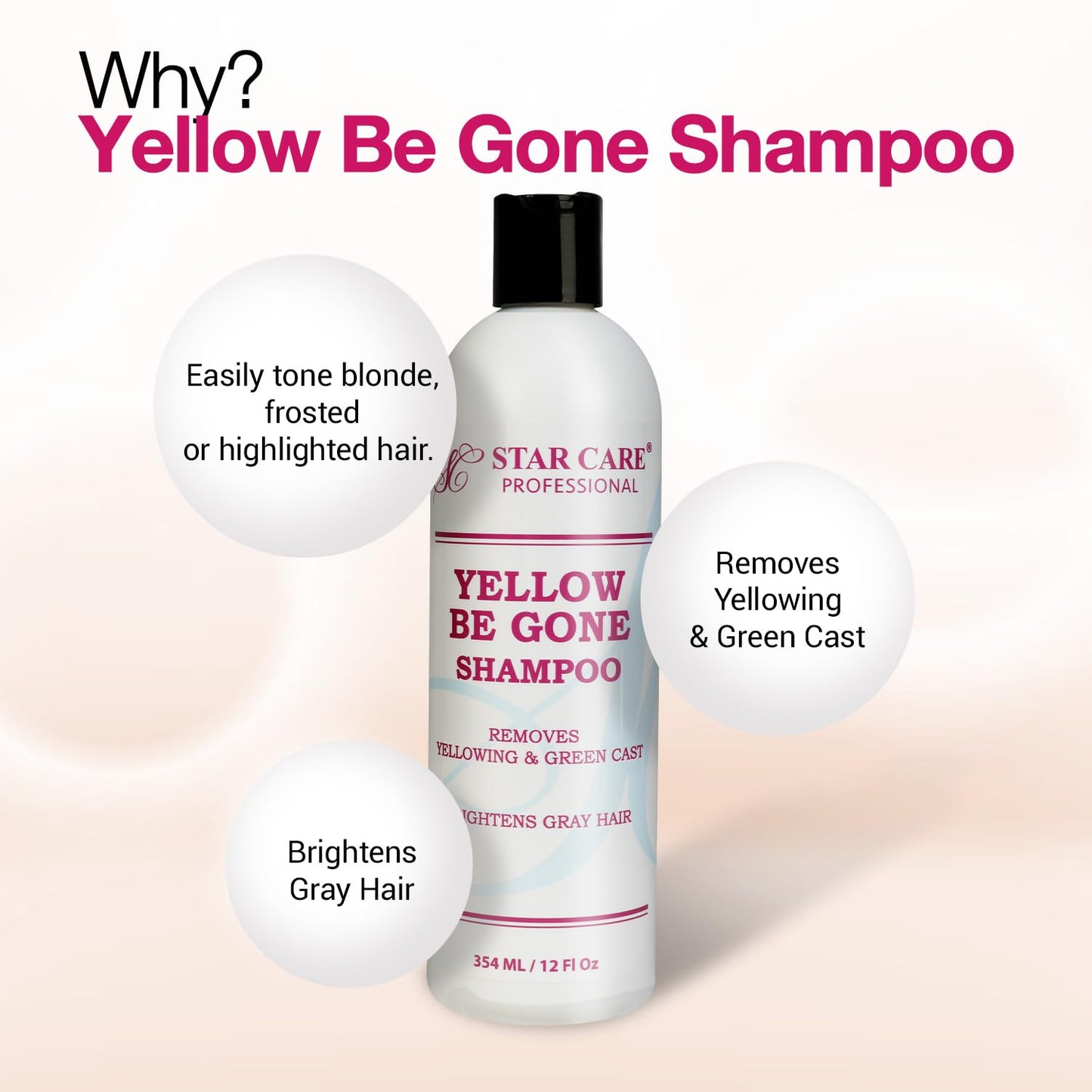 STAR CARE Yellow Be Gone Shampoo & Conditioner Set 4oz Each Clarifying Toning Duo for Blonde Gray Bleached Highlighted Hair Neutralizes Brass Restores Beauty & Personal Care STAR CARE