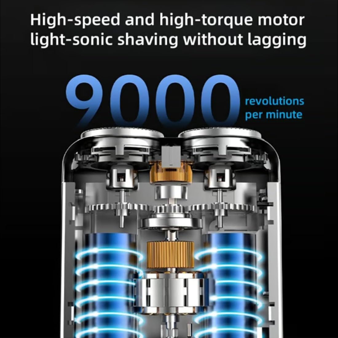 Small Steel Cannon Suspended Magnetic Blade, Portable Rotary Dual Ring Electric Shaver, Fully Waterproof, USB Rechargeable, One-Button Long Lasting Beauty and Personal Care tarcegta
