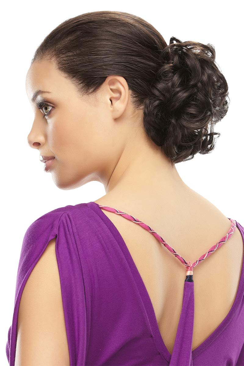 Funbun Curly Synthetic Hair Wrap Elastic Band Women's Hairpiece Chignon Ponytail Accent Fun Bun by easihair - 31F Apricot Tart