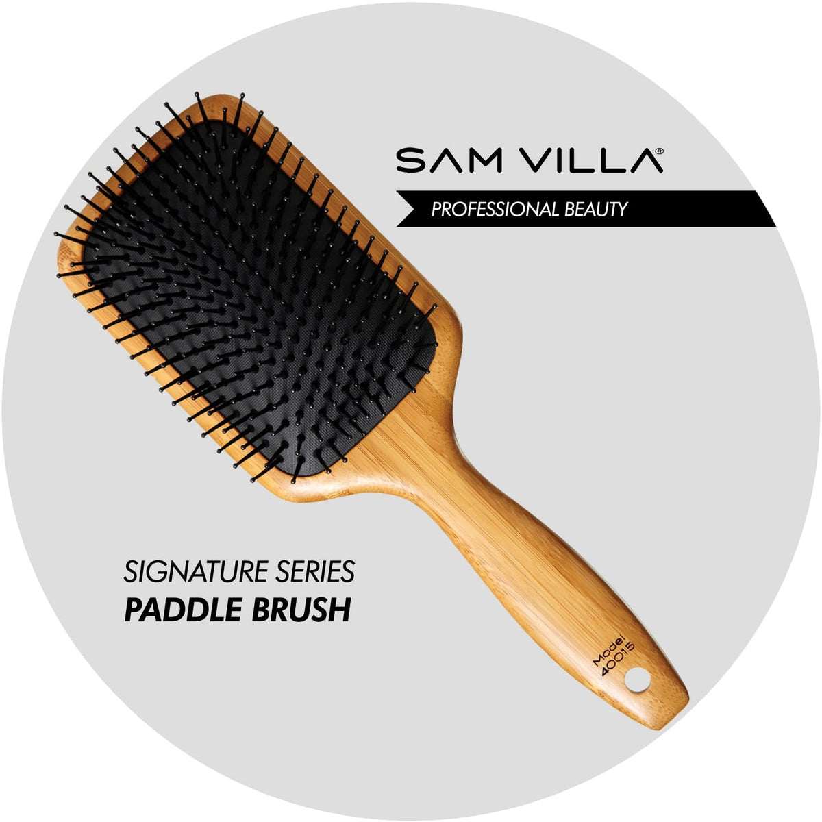 Sam Villa Signature Series Bamboo Brush Wooden Paddle Brush For Hair Styling Beauty & Personal Care Sam Villa