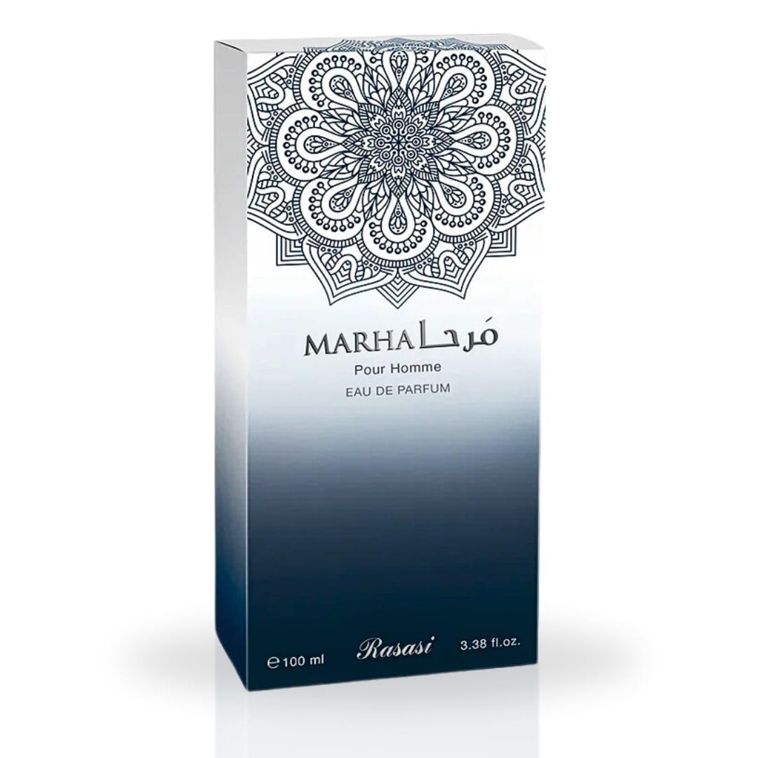 RASASI Marha Eau De Parfum Spray 100ML (3.38 OZ) Long Lasting Arabian Perfume for Men with Aromatic, Warm And Floral Notes - Captivating And Luxurious Beauty & Personal Care RASASI