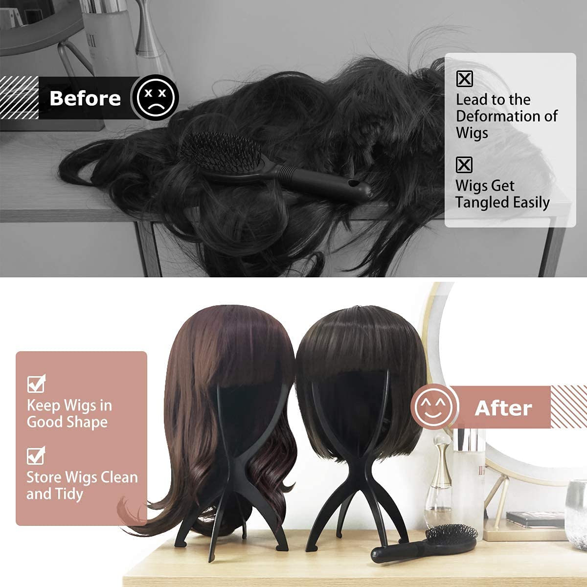 Dreamlover Wig Stand, Wig Head Stand, Wig Holder for Multiple Wigs, Black, 3 Pack Beauty and Personal Care Dreamlover