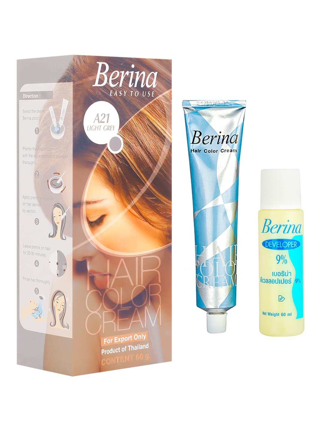 Silver Ash Grey Permanent Hair Dye Cream Lolane Goth by Berina Beauty & Personal Care Berina