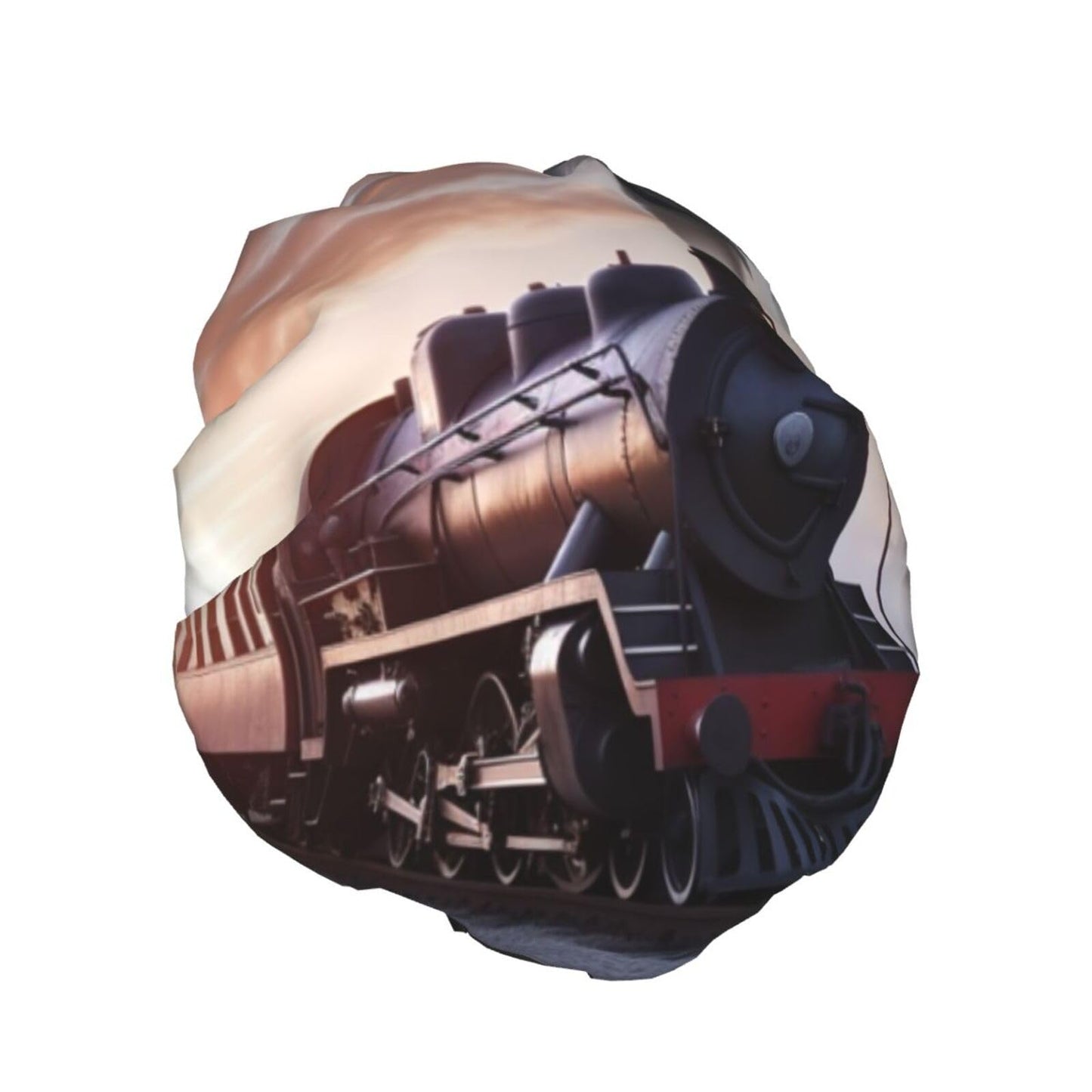 Steam Train Depart Sunset Shower Cap for Women Men Large Reusable Shower Bonnet Double-Layer Waterproof Bath Caps Elastic Band Hair Hat for All Beauty and Personal Care BWLHJKE