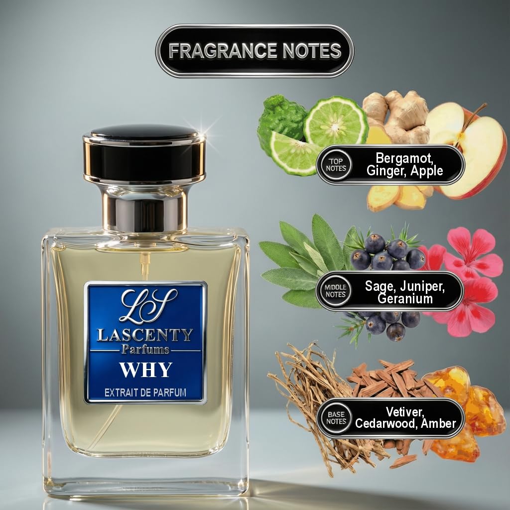 LaScenty WHY Perfume Inspired by Y - EDP Cologne for Men (1.7oz / 50ml) | Extrait de Parfum | Long-Lasting Aromatic Woody Scent Cologne | Modern Fresh Beauty & Personal Care LaScenty