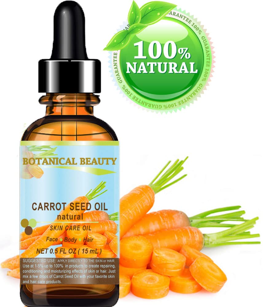 CARROT SEED OIL 100 % Natural Cold Pressed Carrier Oil. 0.5 Fl.oz.- 15 ml. Skin, Body, Hair and Lip Care. "One of the best oils to rejuvenate Beauty & Personal Care Botanical Beauty