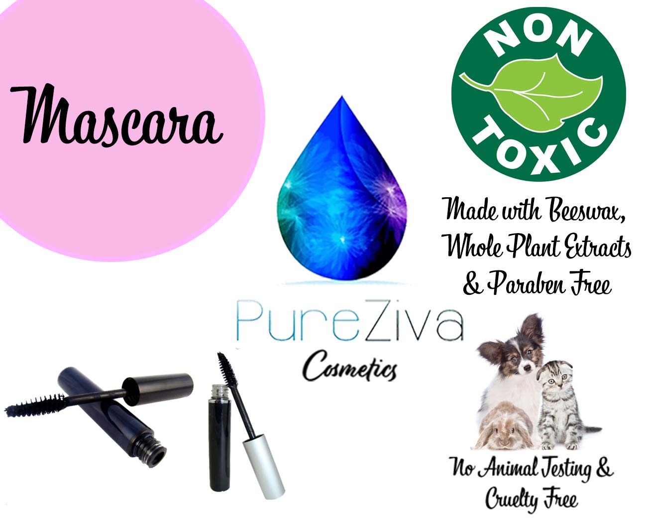 Pure Ziva Royal Blue Electric Volumizing Lash Extending Mascara, Paraben Free, No Animal Testing & Cruelty Free Beauty & Personal Care Pure Ziva