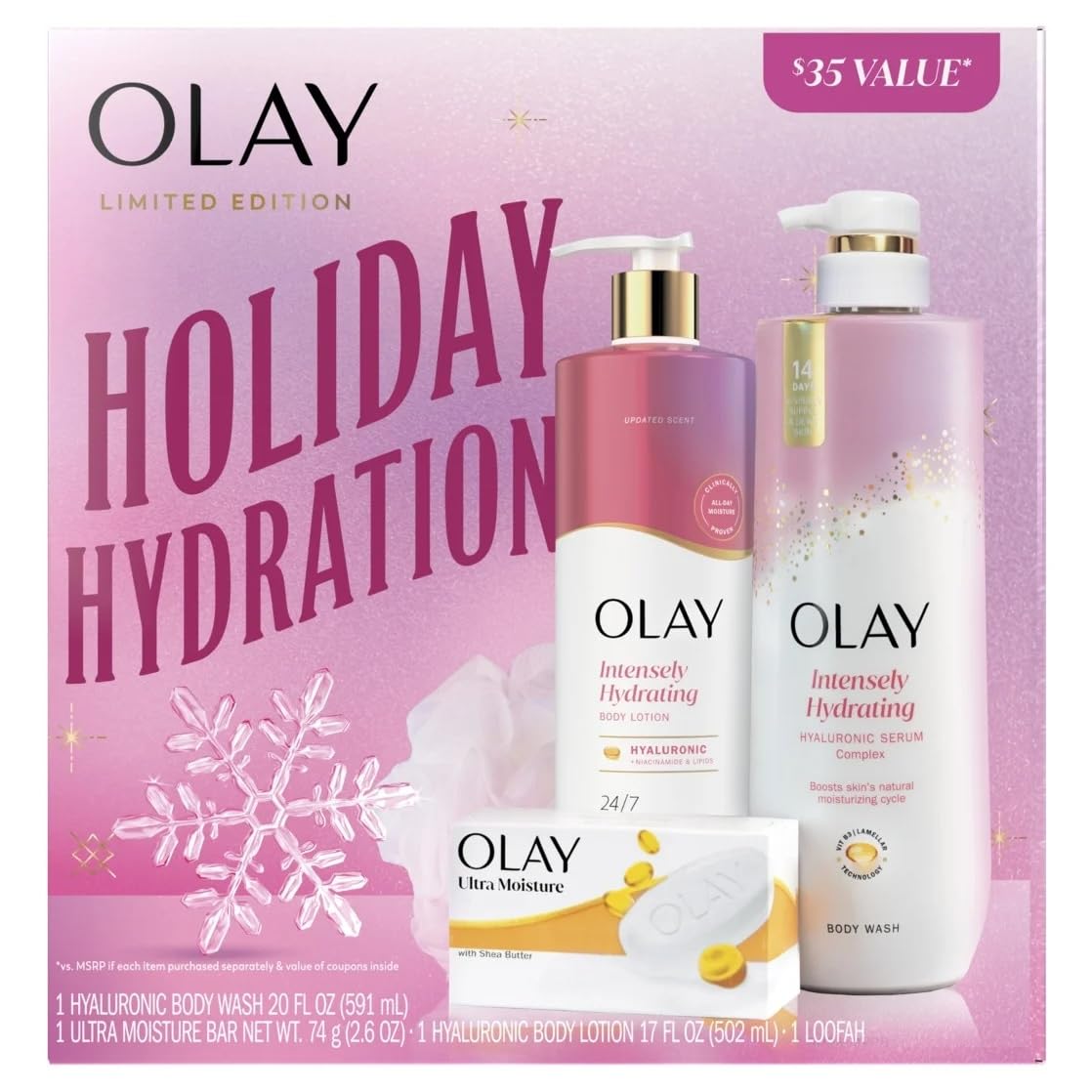 Olay Holiday Hydration Gift Pack with Hyaluronic Body Wash, Lotion, and Beauty Bar Beauty & Personal Care Olay