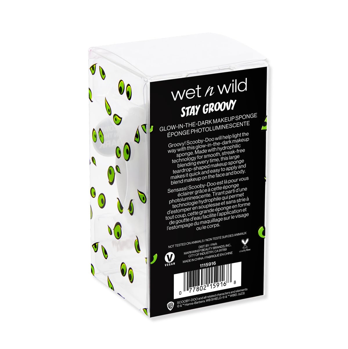 wet n wild Scooby-Doo Glow-in-the-Dark Makeup Sponge, Teardrop Shape for Seamless, Full Coverage, Cruelty-Free & Vegan - Stay Groovy Beauty & Personal Care wet n wild