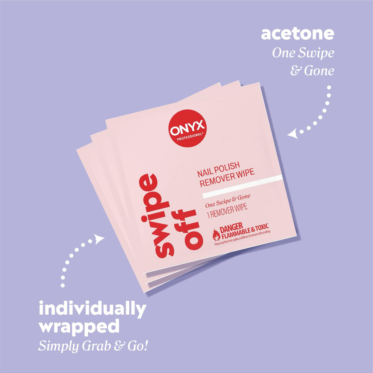 Onyx Professional Nail Polish Remover Pads, Acetone Wipes, 40 Wipes