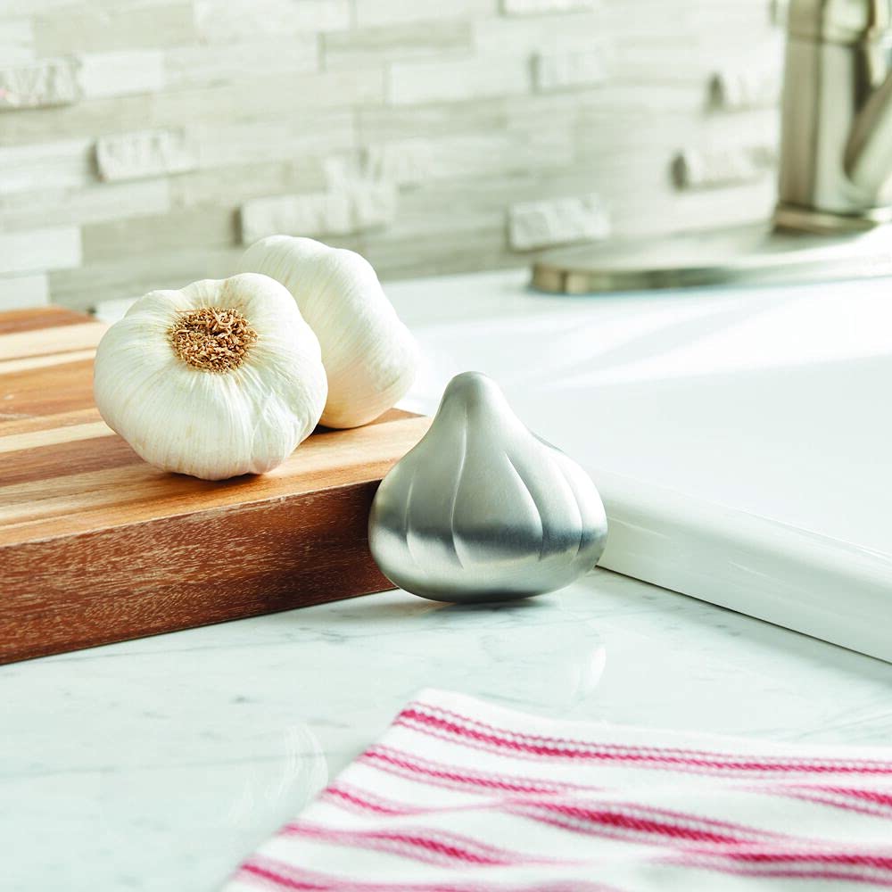 Amco Rub Away Bar, Stainless Steel Odor Absorber, Garlic Shaped - Dishwasher Safe Kitchen & Outdoor Essential for Garlic, Onion, Fishing, Hiking Odors Beauty & Personal Care Amco