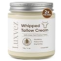 Luxvez Beef Tallow Cream for Skin: Grass-Fed Whipped Tallow Balm with Squalane Jojoba Oil - All Natural Skincare Whipped Moisturizer for Face & Body Beauty & Personal Care Luxvez