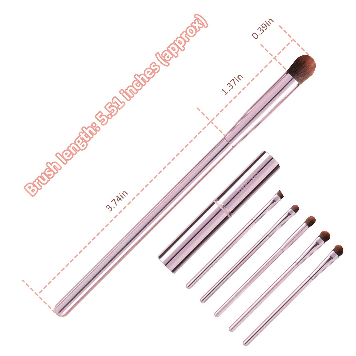 GUIGUDESN 5Pcs Pink Eyeshadow Brush Set, Premium Synthetic Bristles, Aluminum Handles, Angled, Rounded, For Eyeshadow, Eyebrow, Eyeliner Beauty & Personal Care GUIGUDESN