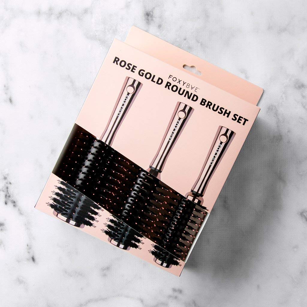 FoxyBae Hair Brush Set - Round Detangler for All Hair Types - Professional Volumizer & Styling Brushes with Vented Barrel - Boar & Nylon Bristles Beauty & Personal Care FoxyBae