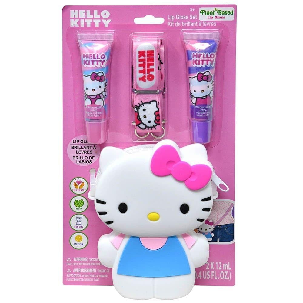 Hello Kitty Plant Based Lip Gloss Set with Crossbody Bag, Cotton Candy and Blueberry Beauty & Personal Care Hello Kitty