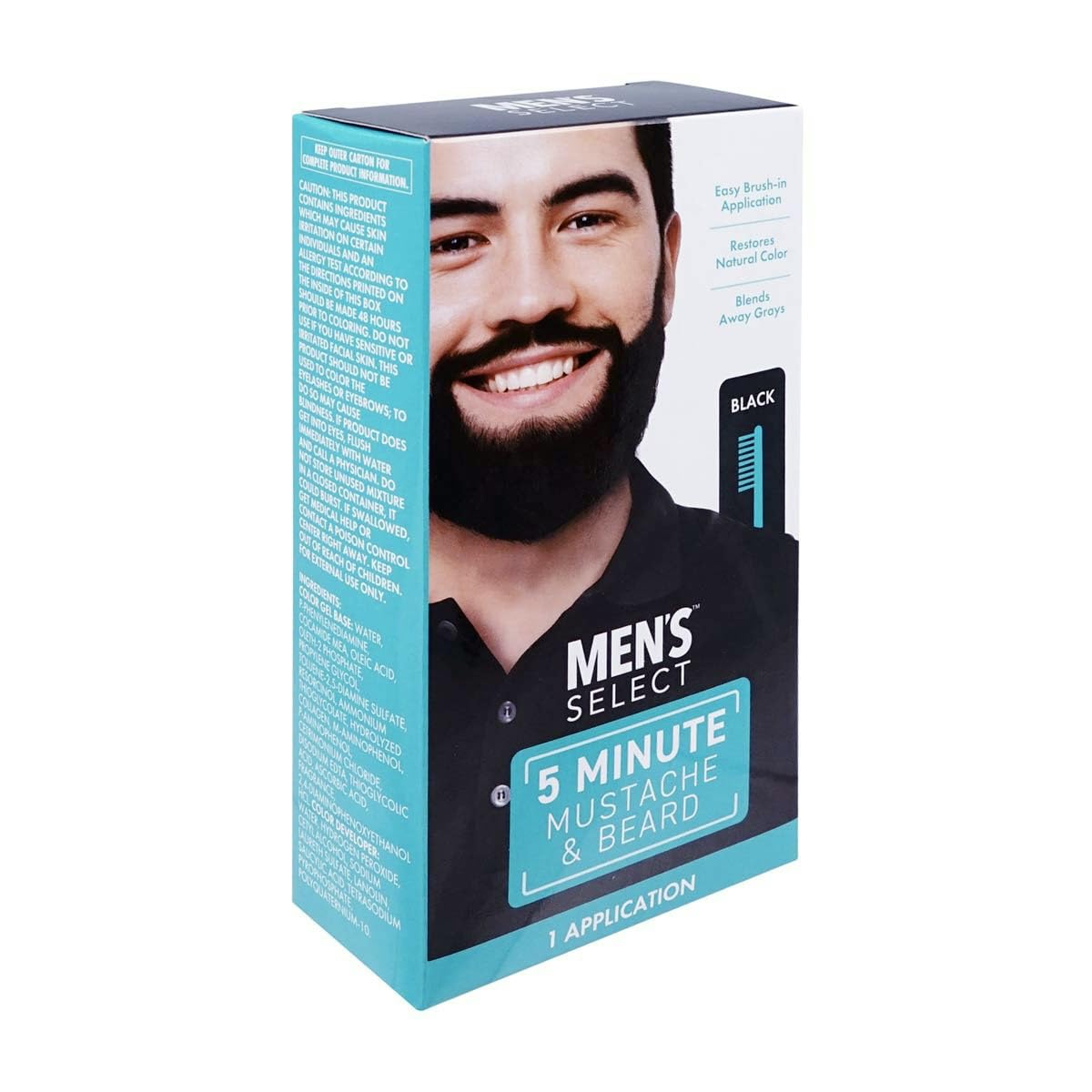 Men’s Select 5 Minute Mustache & Beard Black Brush-In Facial Hair Dye with Brush Included Beauty & Personal Care Men's Select