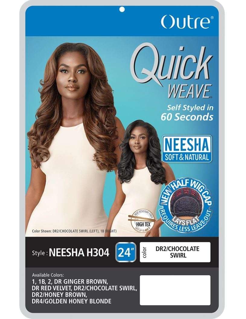 Outre Synthetic Quick Weave Half Wig - NEESHA H304 (Color:DR2/CHOCOLATE SWIRL)