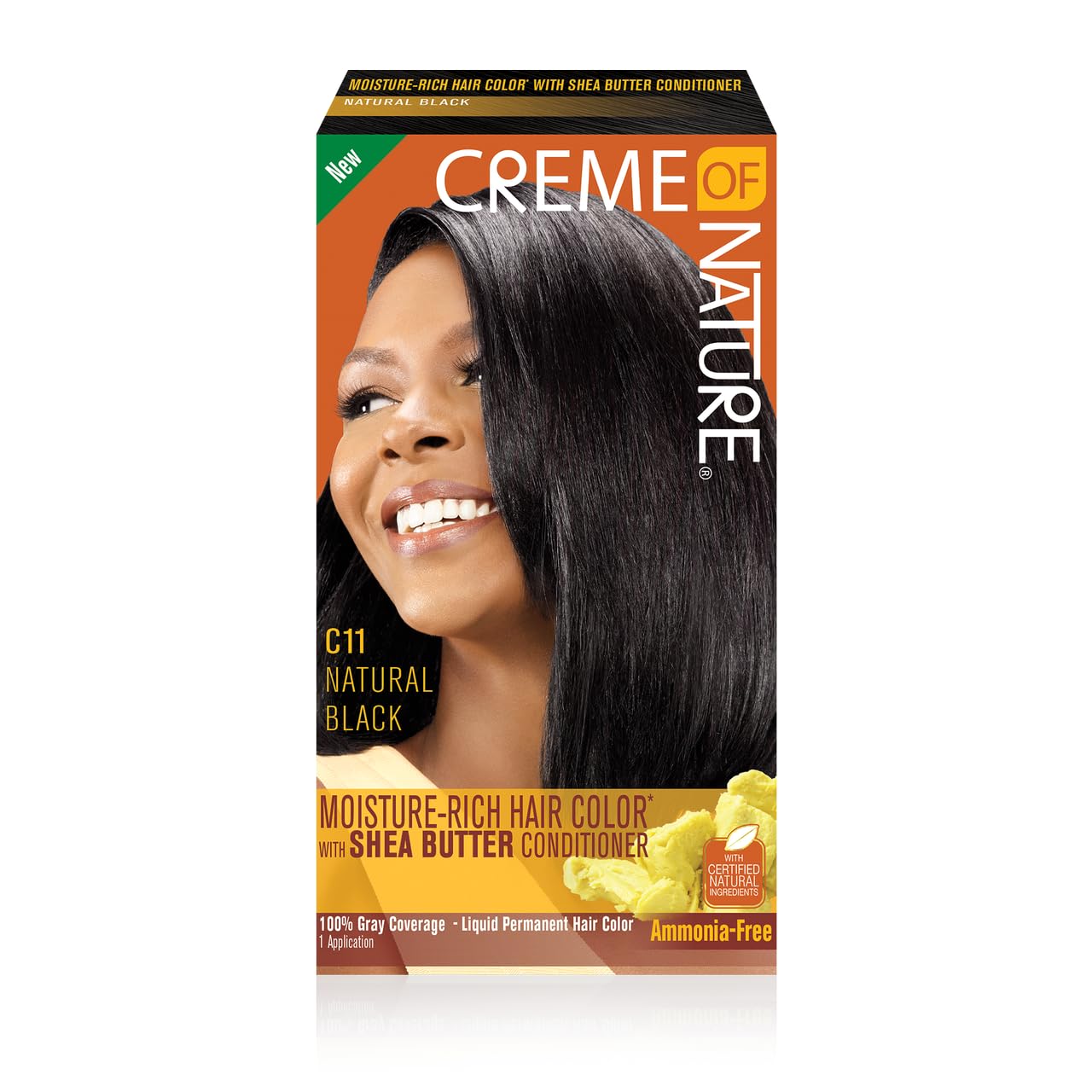 Moisture Rich Liquid Hair Color by Creme of Nature, C11 Natural Black, with Shea Butter Conditioner, 1 Application Beauty & Personal Care Creme of Nature