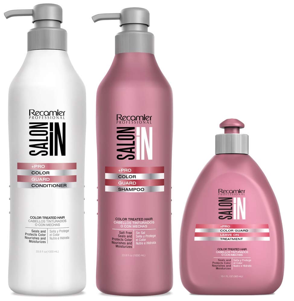 Salon In by Recamier | Color Guard Shampoo and Conditioner Set + Leave-On Treatment for Color-Treated Hair | Helps Preserve Vibrancy in Dyed Hair | Beauty & Personal Care RECAMIER PROFESSIONAL SALON IN
