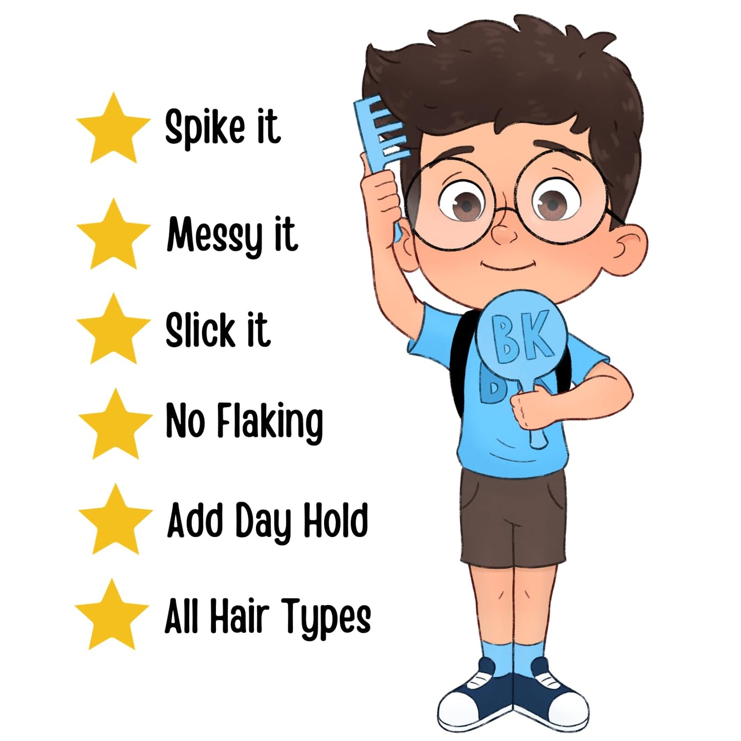 BK Kidz Boys Hair Gel 7 oz - Strong Hold for Kids & Toddlers, Spike It, Messy It, Slick It Styling, No Flake All-Day Hold Beauty & Personal Care Bonsai Kids Hair Care