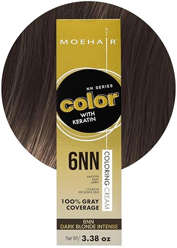 MOEHAIR 6NN Permanent Hair Color (Dark Blonde Intense) | Hair Color for 100% Gray Coverage | Infused with Keratin | Adds Shines & Smoothens Hair | Beauty & Personal Care MOEHAIR