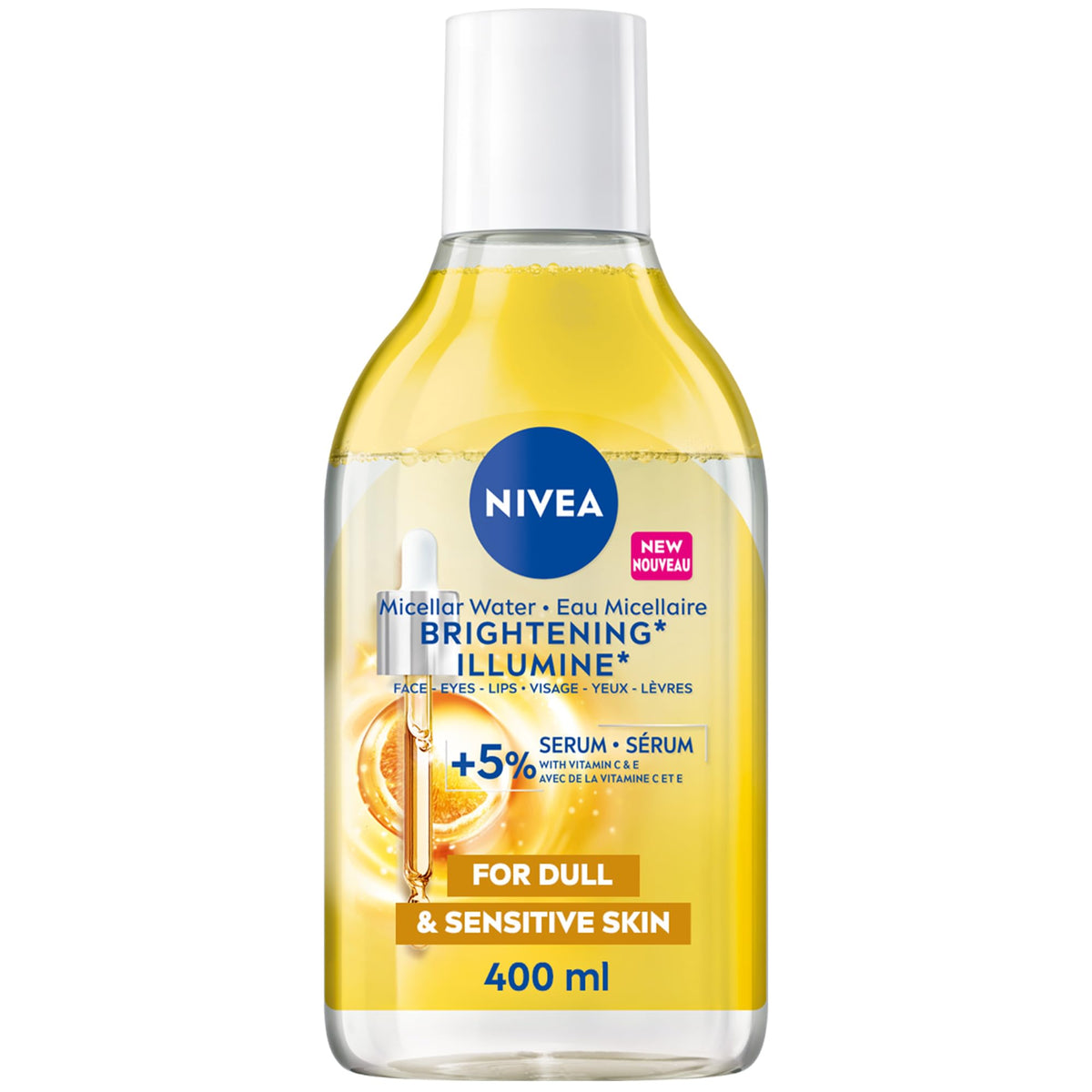 NIVEA Skin Glow Micellar Water - Gentle Facial Cleanser and Makeup Remover for Face, Eyes, and Lashes, Vitamin-Infused Formula for Daily Use, Suitable