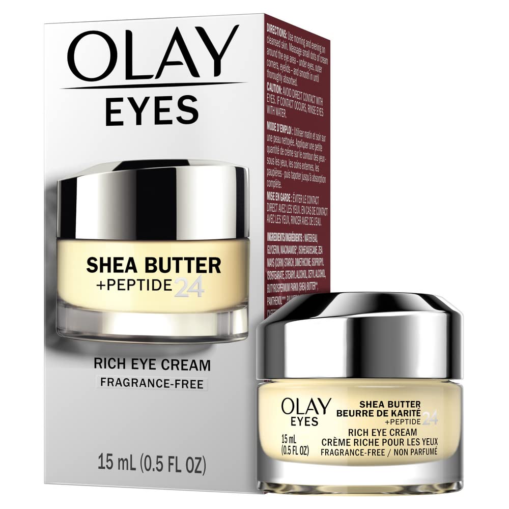 Olay Eyes Shea Butter+Peptide 24 Rich Eye Cream, Fragrance Free, 0.5 oz. Beauty & Personal Care Olay