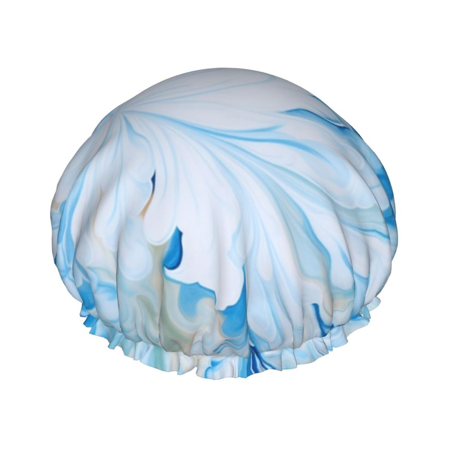 blue and white Shower Cap for Women Men Large Reusable Shower Bonnet Double-Layer Waterproof Bath Caps Elastic Band Hair Hat for All Hairstyles Beauty and Personal Care BWLHJKE