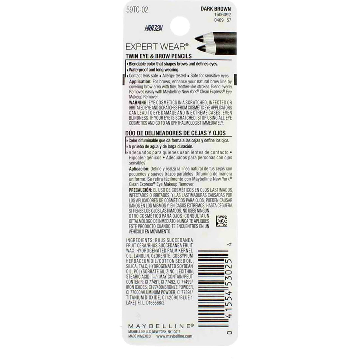 2 Packs - Maybelline New York Expert Wear Twin Brow & Eye Liner Pencils Dark Brown - 4 Pieces Beauty & Personal Care MAYBELLINE