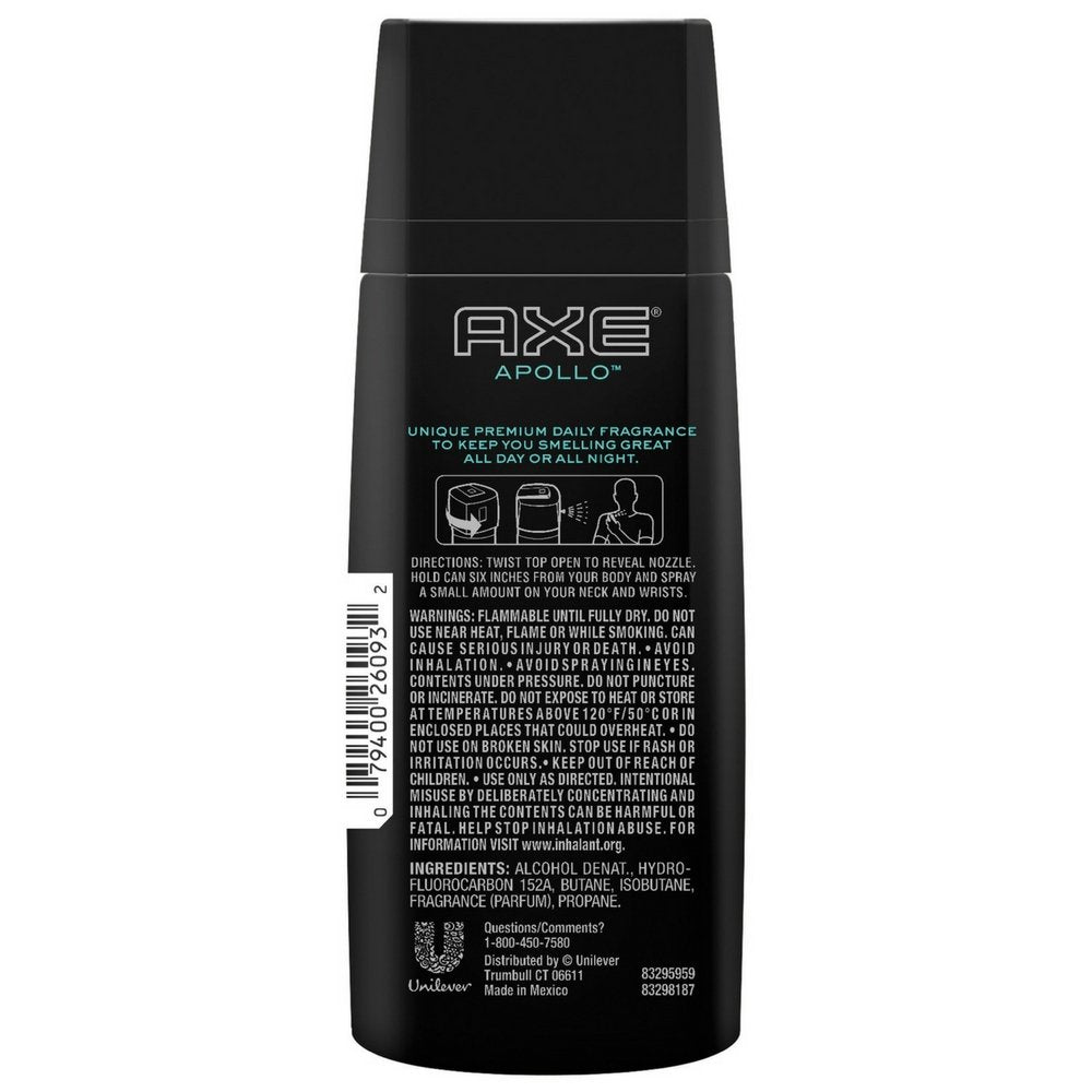 Axe Body Spray Apollo Size 4.0z Axe Body Spray Apollo 4.0oz Beauty & Personal Care AXE