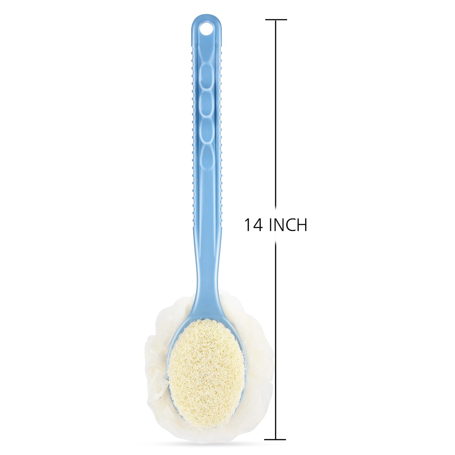 Shower Body Brush with Bristles and Loofah,Back Scrubber Bath Mesh Sponge with Curved Long Handle for Skin Exfoliating Bath, Massage Bristles Suitable Beauty & Personal Care HONOMA