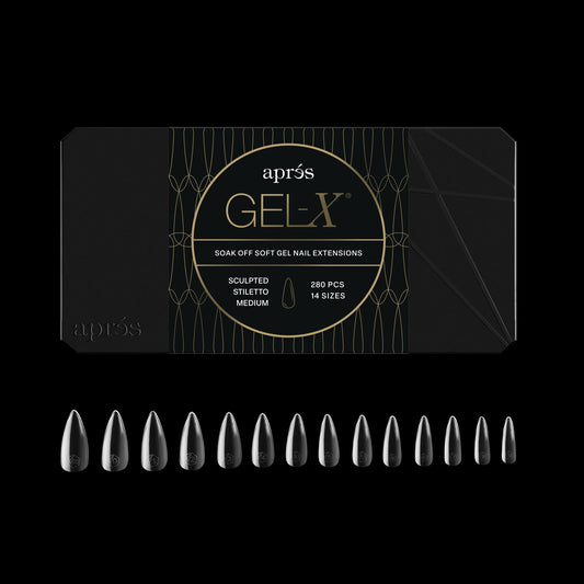 Apres Gel-X® Stiletto Box of Nail Tips | 280 Gel-X Tips, Soft Gel Tips, 14 Sizes 00-9 | Half-sizes Included (Sculpted Stiletto Medium, 280 Count)