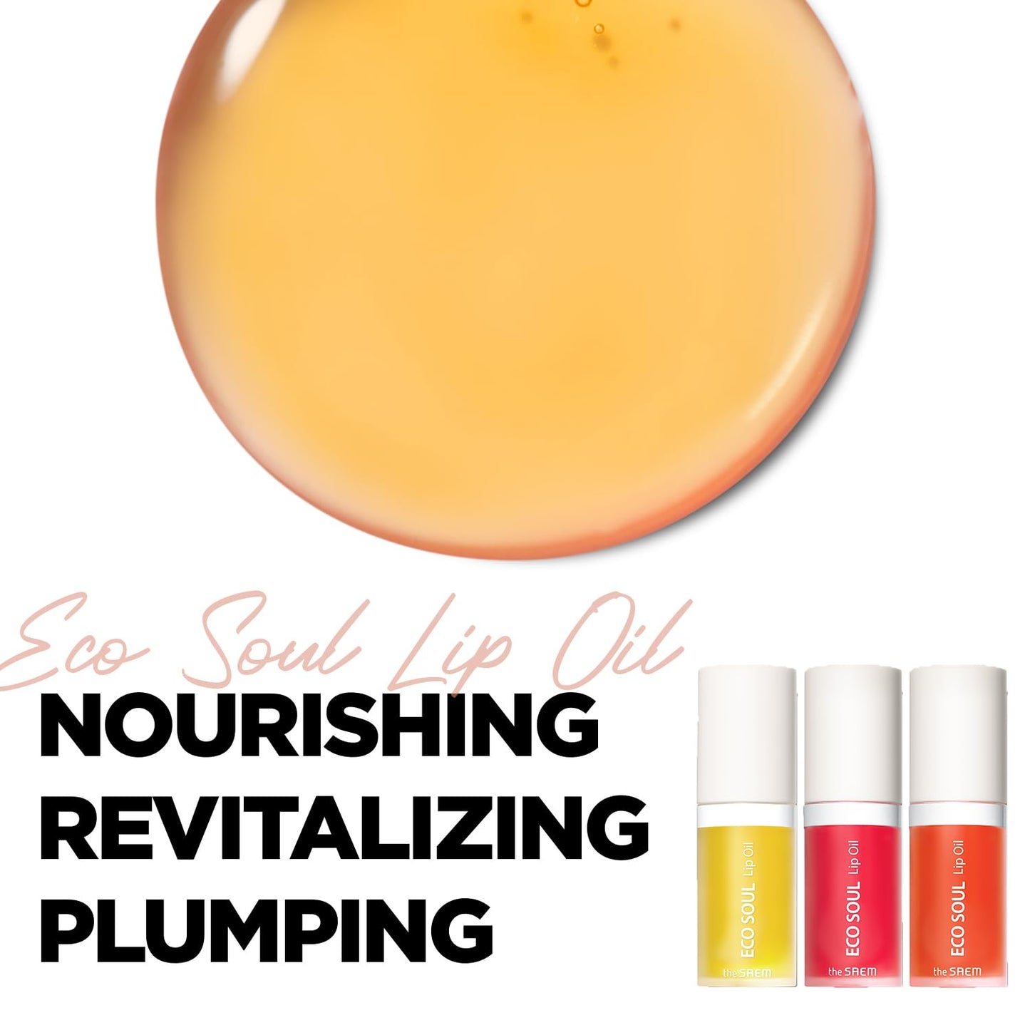 THESAEM Eco Soul Lip Oil 03 Grapefruit - Plumping & Hydrating Lip Oil to Nourish & Moisturize Lips - Grapefruit Extract & Jojoba Oil - Lips Soft Beauty and Personal Care THESAEM