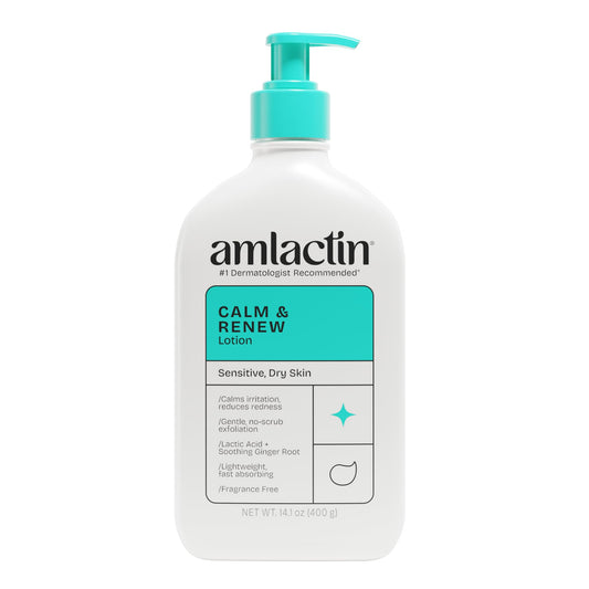AmLactin Calm & Renew Lotion - Therapeutic Body and Face Moisturizer for Sensitive Skin - No-Scrub Exfoliator and Body Lotion for Dry Skin with Lactic Beauty & Personal Care AmLactin